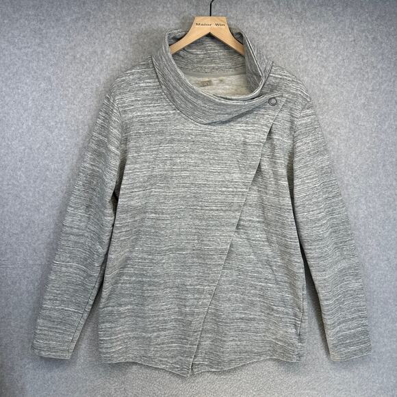 Danskin French Terry Bliss Wrap Sweater Women Size XL Heather Gray Cardigan Snap - Picture 1 of 15
